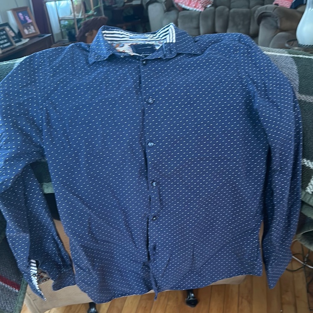 Cactus Man Navy and White Polka Dot Shirt
